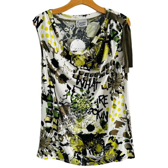 Lynn Ritchie Silver Blouse Size Small Green Multi Stretch Women Blouse. NWT - Picture 1 of 12